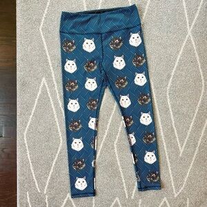 Christine D’Ercole X Miami Fitwear Teal Blue Cat Print Leggings